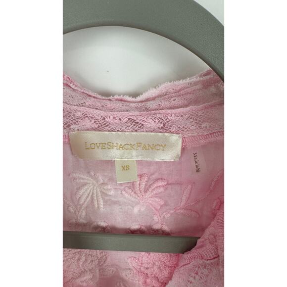 LoveShackFancy Ronda Top Island Pink Hand Dye Womens XS Button Front Cotton - Picture 8 of 16